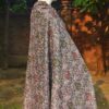 Embroidered Cashmere Shawl - Navy & Ivory Floral - Image 2