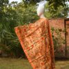 Embroidered Bakhtawar Dupatta - Orange Flora - Image 3