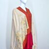 Cashmere TajPala Shawl – Scarlet Paisley Border – Pearl Bush