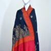 Cashmere TajPala Shawl – Scarlet Paisley Border – Black