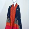 Cashmere TajPala Shawl – Scarlet Paisley Border – Black - Image 2