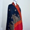Cashmere TajPala Shawl – Scarlet Paisley Border – Black - Image 4