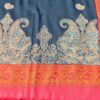 Cashmere TajPala Shawl – Scarlet Paisley Border – Black - Image 6