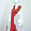 Cashmere TajPala Shawl - Scarlet Paisley Border – White