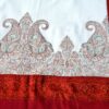 Cashmere TajPala Shawl - Scarlet Paisley Border – White - Image 2