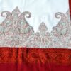 Cashmere TajPala Shawl - Scarlet Paisley Border – White - Image 5