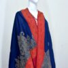 Cashmere TajPala Shawl - Scarlet Paisley Border – Deep Blue